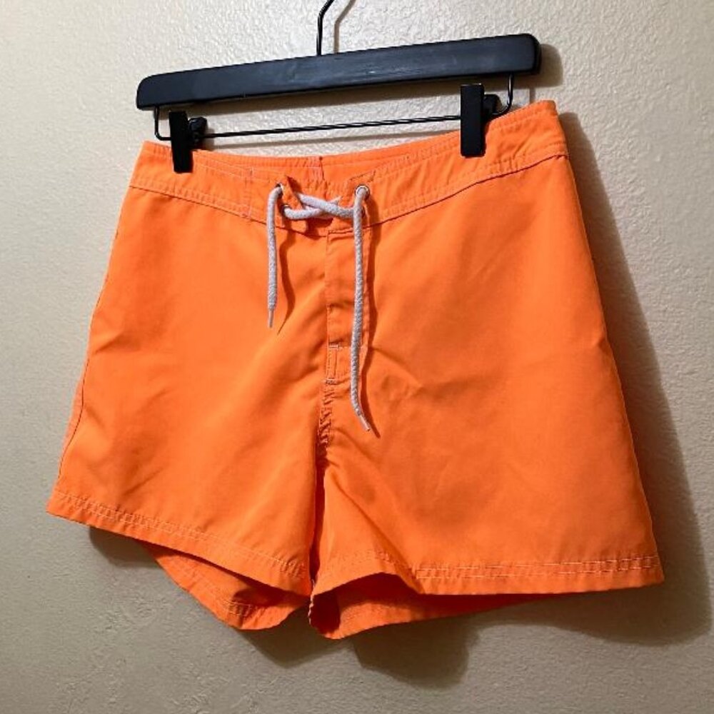 Vintage Unbranded Women's Bright Orange Tie Front Pull On Swim Shorts Size 9